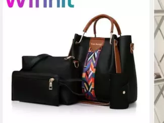 Wifinit 4-Piece Leather Shoulder Bag / Handbags Set - Blac